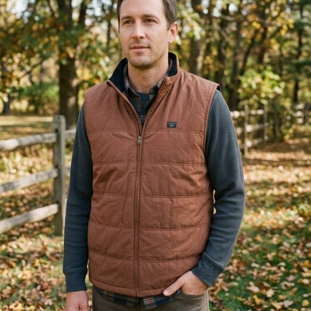 Travis Mathew Cold Heart 2.0 Quilted Vest Men XXL Brown Golf Layering Puffer